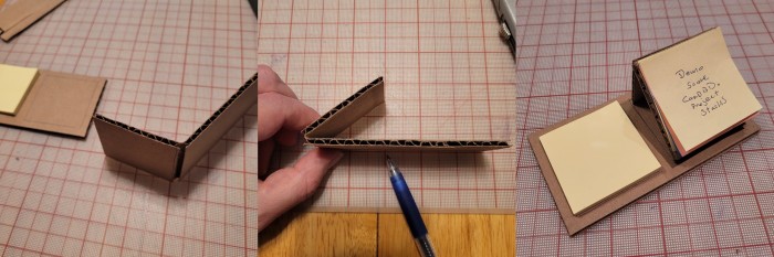 Three progress shots of making the simple