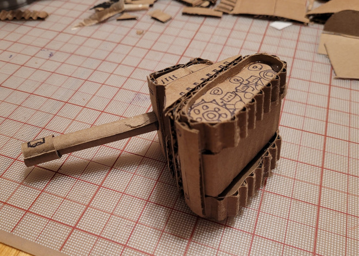 the underside of the same tank so you can see the corrugated flutes that look like tank treads