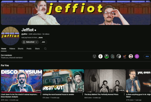 Screenshot of Jeffiot’s YouTube profile