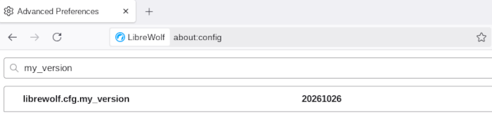 Screenshot shows about:config with my custom value loaded.