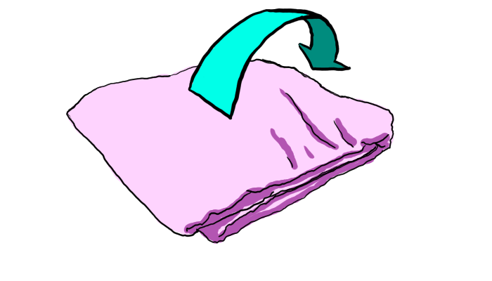 a single arrow shows how the initial rectangle unfolds