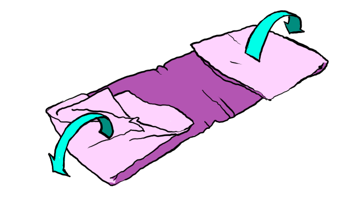 two arrows show that both ends were folded in lengthwise