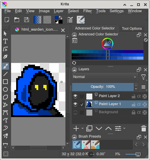 screenshot of the warden icon being made in krita