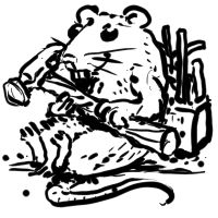 drawing of a cute rat with a hammer